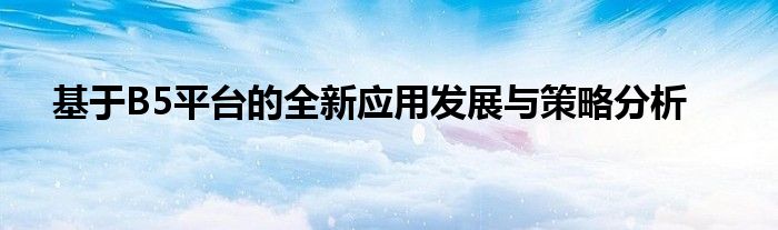 基于B5平台的全新应用发展与策略分析