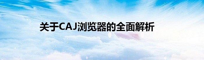 关于CAJ浏览器的全面解析