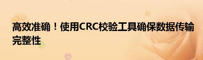 高效准确！使用CRC校验工具确保数据传输完整性