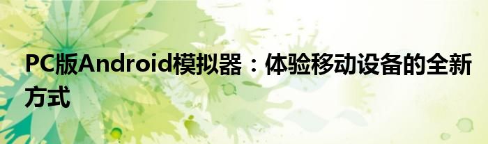 PC版Android模拟器：体验移动设备的全新方式