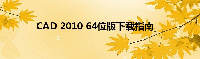 CAD 2010 64位版下载指南