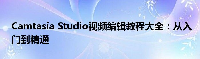 Camtasia Studio视频编辑教程大全：从入门到精通