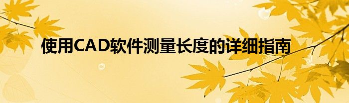 使用CAD软件测量长度的详细指南