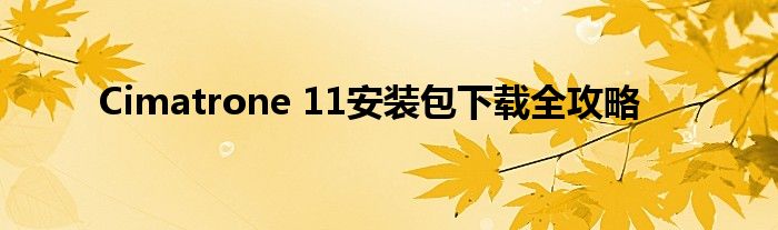 Cimatrone 11安装包下载全攻略