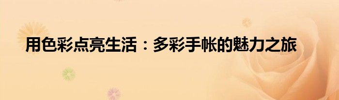 用色彩点亮生活：多彩手帐的魅力之旅