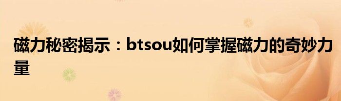 磁力秘密揭示：btsou如何掌握磁力的奇妙力量