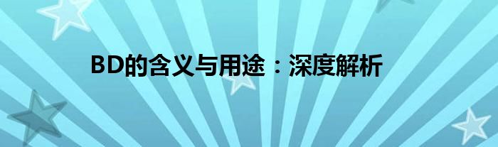 BD的含义与用途：深度解析
