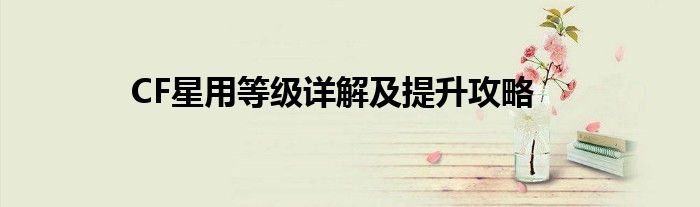 CF星用等级详解及提升攻略