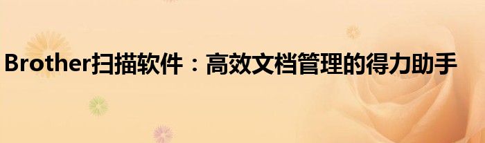 Brother扫描软件：高效文档管理的得力助手