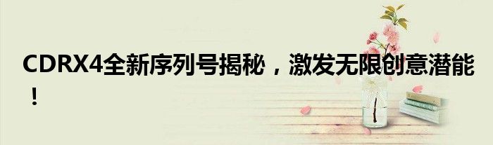 CDRX4全新序列号揭秘，激发无限创意潜能！