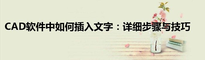 CAD软件中如何插入文字：详细步骤与技巧