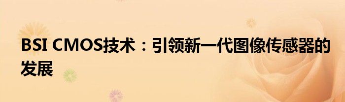 BSI CMOS技术：引领新一代图像传感器的发展