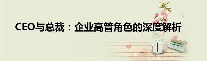 CEO与总裁：企业高管角色的深度解析