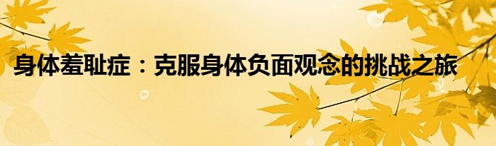 身体羞耻症：克服身体负面观念的挑战之旅