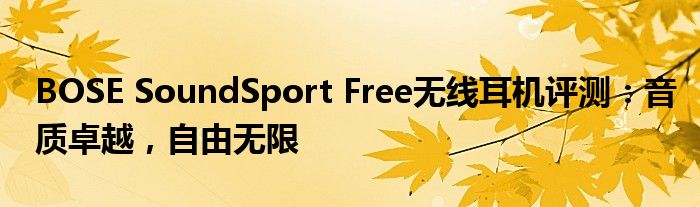 BOSE SoundSport Free无线耳机评测：音质卓越，自由无限