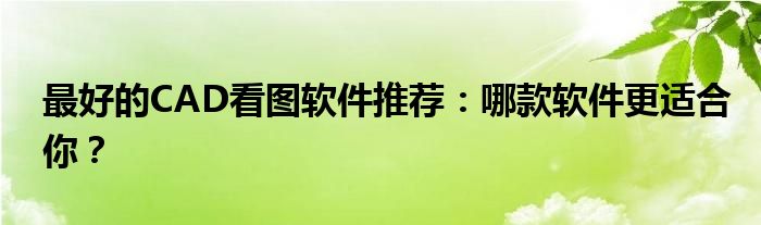 最好的CAD看图软件推荐：哪款软件更适合你？