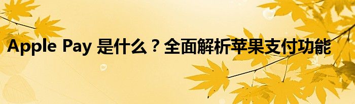 Apple Pay 是什么？全面解析苹果支付功能