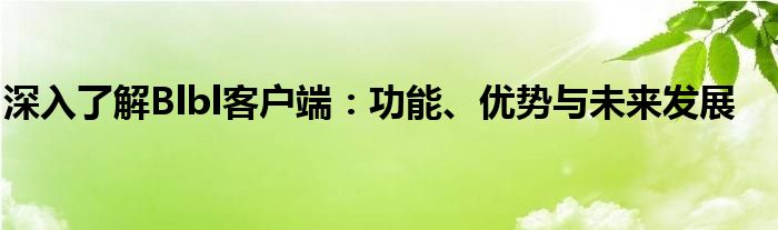 深入了解Blbl客户端：功能、优势与未来发展