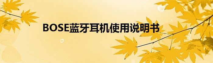 BOSE蓝牙耳机使用说明书