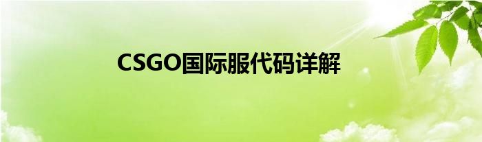 CSGO国际服代码详解