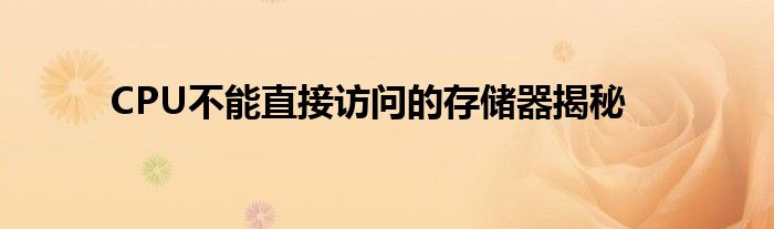 CPU不能直接访问的存储器揭秘
