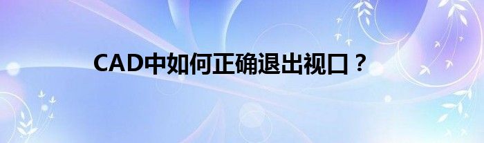 CAD中如何正确退出视口？