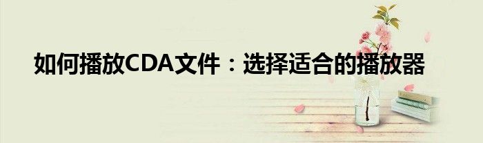 如何播放CDA文件：选择适合的播放器