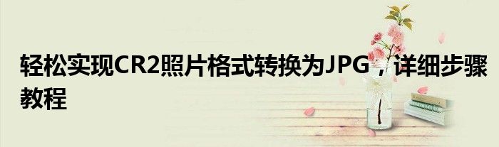 轻松实现CR2照片格式转换为JPG，详细步骤教程