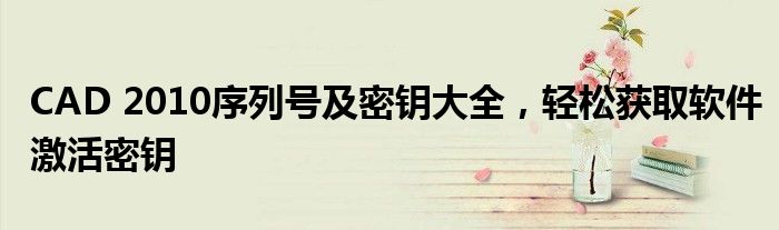 CAD 2010序列号及密钥大全，轻松获取软件激活密钥