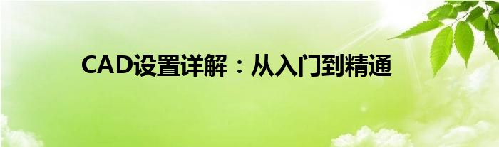 CAD设置详解：从入门到精通