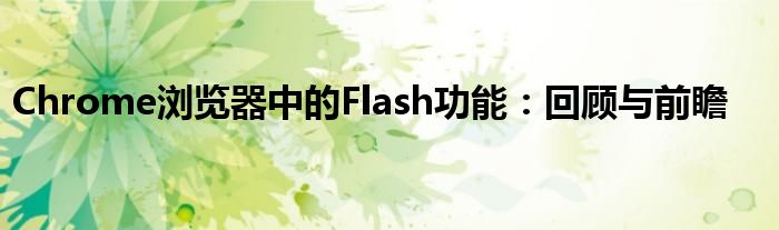 Chrome浏览器中的Flash功能：回顾与前瞻