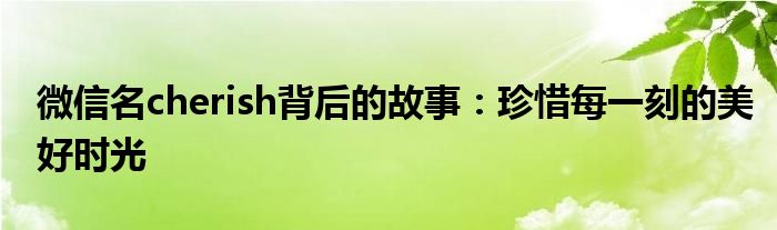 微信名cherish背后的故事：珍惜每一刻的美好时光