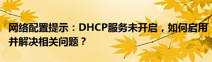 网络配置提示：DHCP服务未开启，如何启用并解决相关问题？