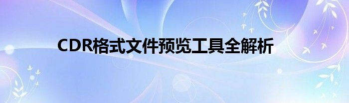 CDR格式文件预览工具全解析