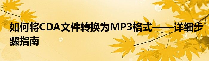 如何将CDA文件转换为MP3格式——详细步骤指南