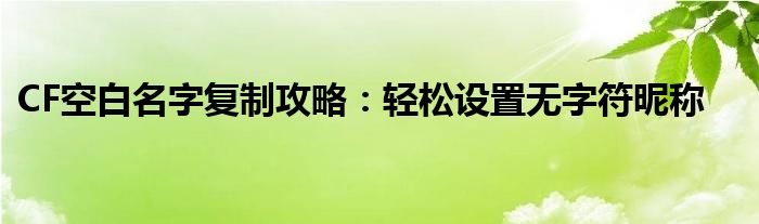 CF空白名字复制攻略：轻松设置无字符昵称