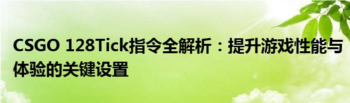 CSGO 128Tick指令全解析：提升游戏性能与体验的关键设置