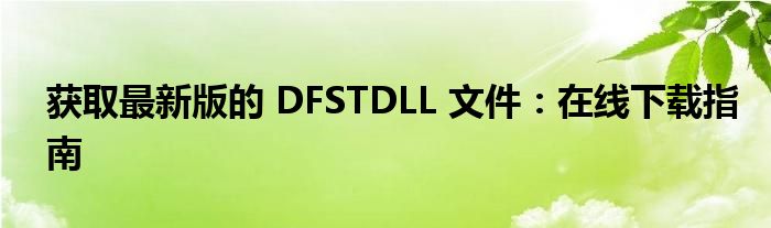 获取最新版的 DFSTDLL 文件：在线下载指南