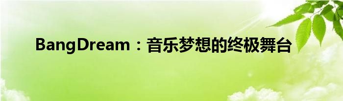 BangDream：音乐梦想的终极舞台