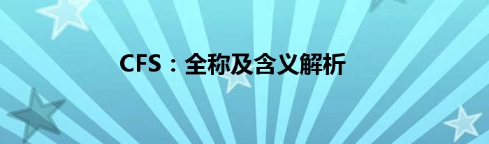 CFS：全称及含义解析