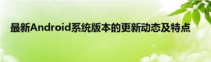 最新Android系统版本的更新动态及特点