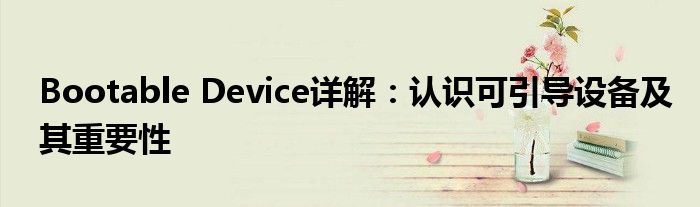 Bootable Device详解：认识可引导设备及其重要性