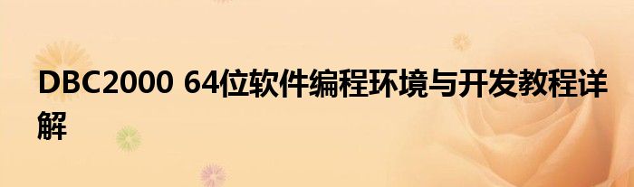 DBC2000 64位软件编程环境与开发教程详解