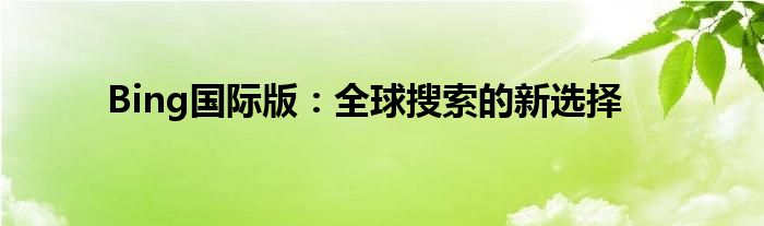 Bing国际版：全球搜索的新选择