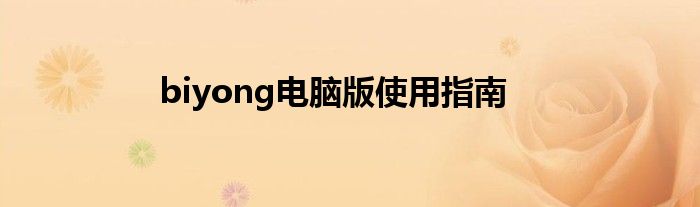 biyong电脑版使用指南