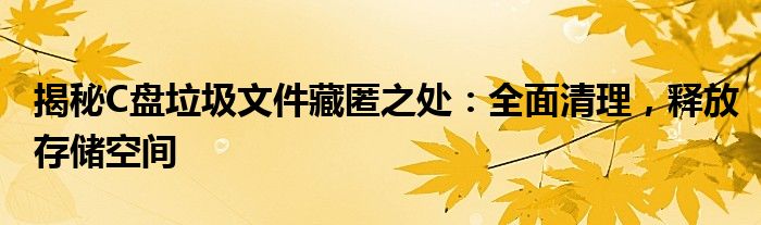 揭秘C盘垃圾文件藏匿之处：全面清理，释放存储空间