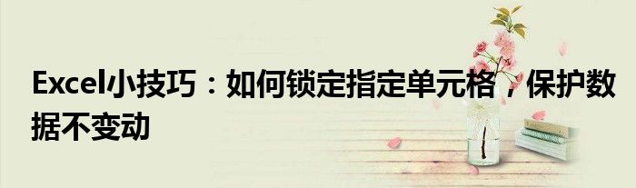 Excel小技巧：如何锁定指定单元格，保护数据不变动