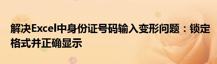 解决Excel中身份证号码输入变形问题：锁定格式并正确显示