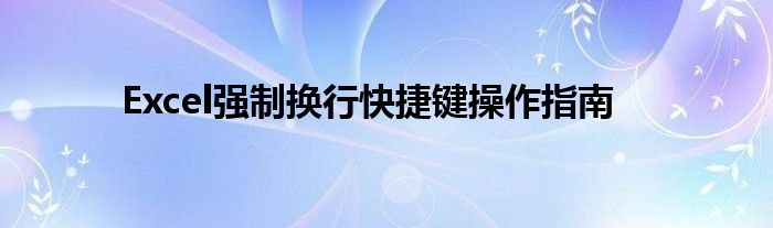 Excel强制换行快捷键操作指南