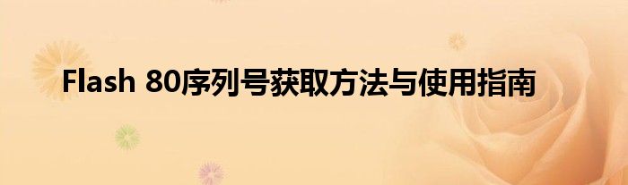 Flash 80序列号获取方法与使用指南